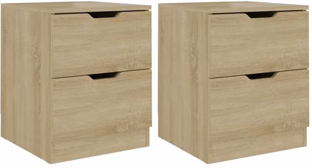 Berkfield Home Set of 2 Sonoma Oak Bedside Cabinets in Brown, W/D/H: 40 x 40 x 50 cm