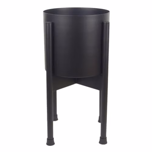 Botanik Premium Round Metal Tabletop Planter in Black with Rustic Finish, W/D/H: 20 x 20 x 18 cm