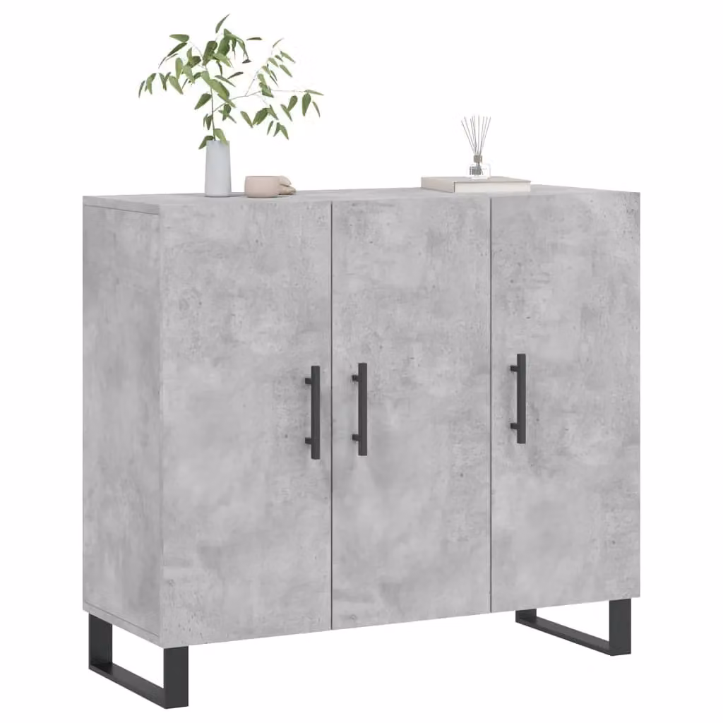 Berkfield Home Modern Sideboard in Concrete Grey, W/D/H: 90 x 34 x 80 cm – 2