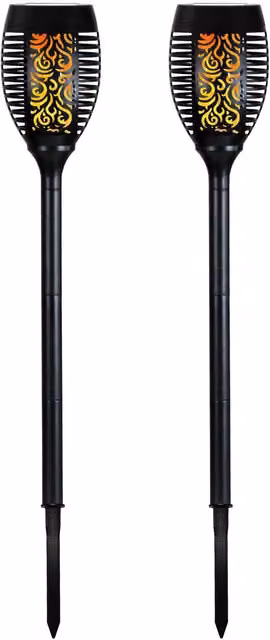 Simpa Solar Dancing Flame Post Lights, Set of 2, Black – 1