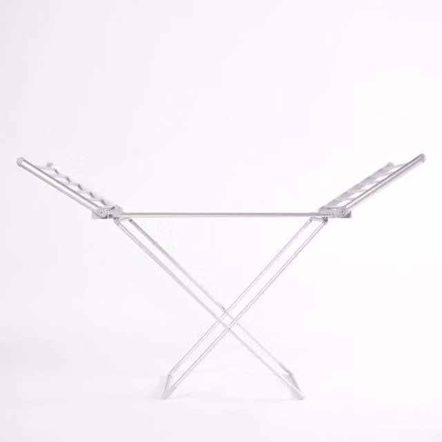 OHS Winged Folding Heated Airer in Grey and Silver Metal