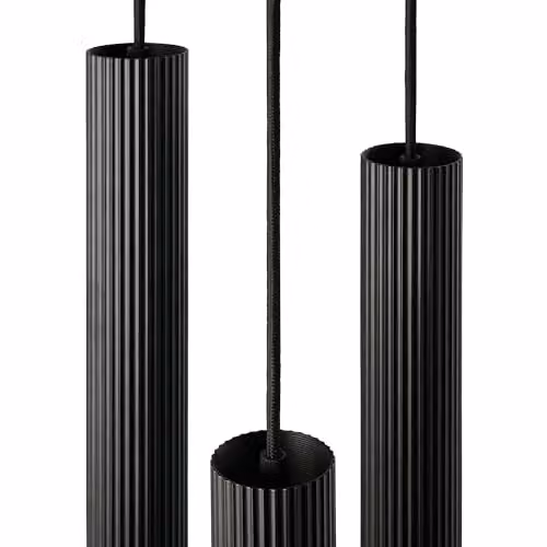 Nordlux Vico Modern Black Metal Cylinder Pendant Light with Height Adjustable GU10 Mains Connection – 3