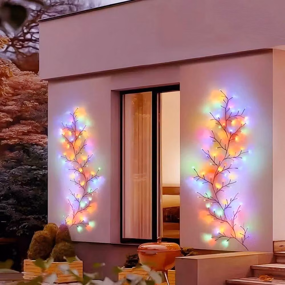 EONLION Solar Willow Vine Fairy String Lights, Multicolour and Brown, 100 cm – 2