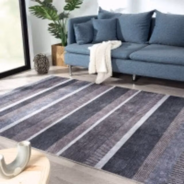 THE RUGS Nasrih Washable Persian Classic Grey Polyester Rug, W: 160 cm, L: 230 cm