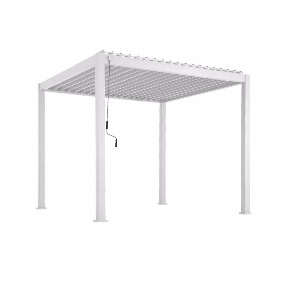 sweeek V2 Louvered Aluminium Pergola in White, W: 301 cm, D: 301 cm, H: 257 cm – 2