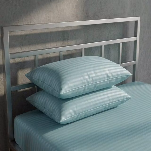 Snug City Luxury 250TC Mako Satin Stripe Pillowcase Pair in Turquoise – 1