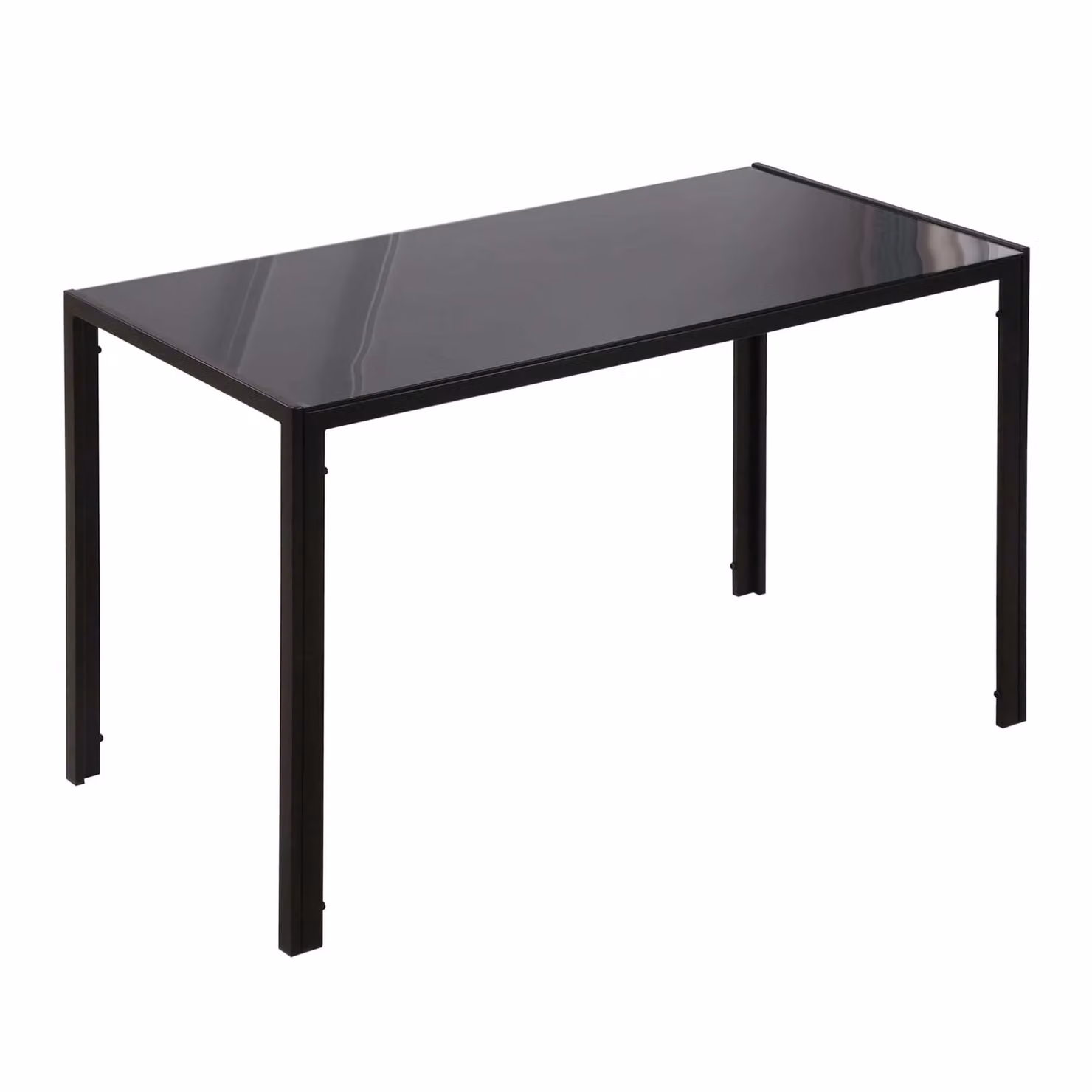 HOMCOM Modern Rectangular 4 Seater Dining Table with Black Tempered Glass Top – 2
