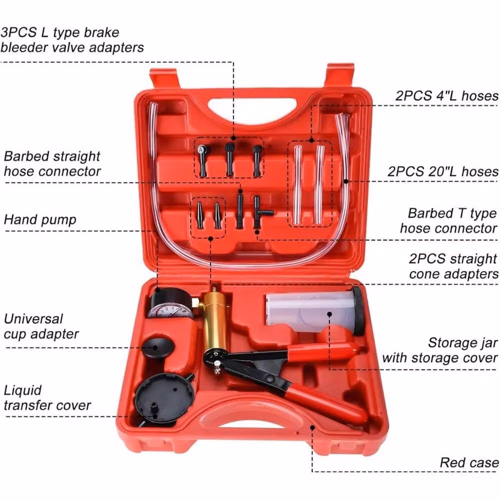 Nordara 15 Piece Handheld Vacuum Pressure Tester Kit in Red – 2