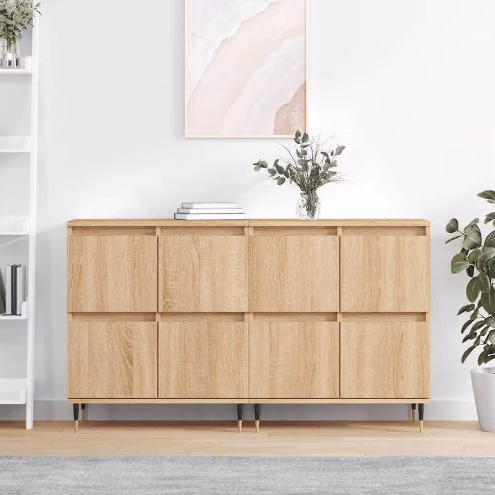 Berkfield Home Set of 2 Sonoma Oak Sideboards in Light Brown, W/D/H: 120 x 35 x 70 cm – 2