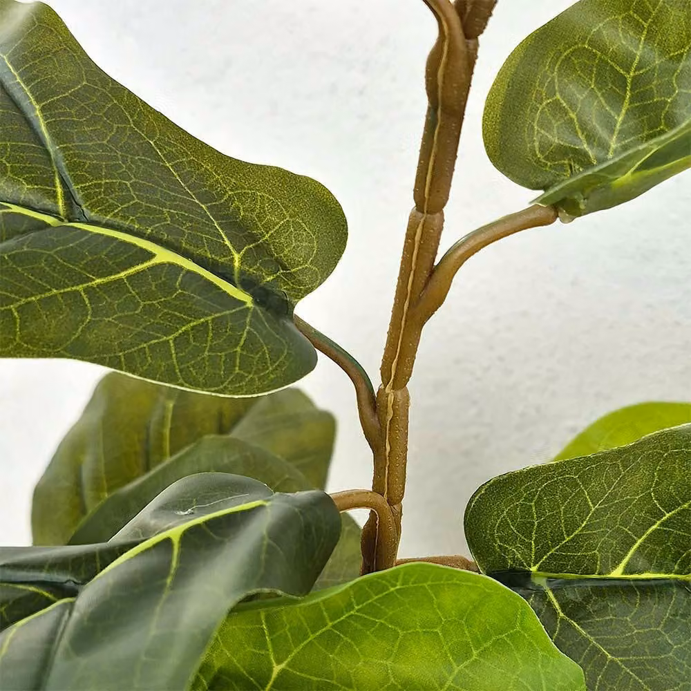 Voltico Artificial Fiddle Leaf Fig Tree in Green with Black Pot, Height: 125 cm – 5
