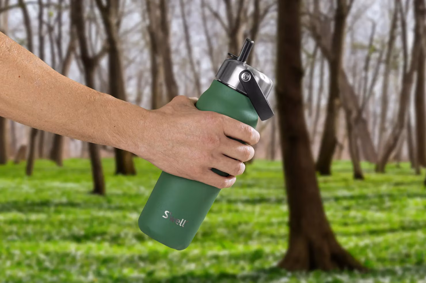 S'well Recycled Stainless Steel Explorer Bottle with Straw Lid, Green, 700ml – 6