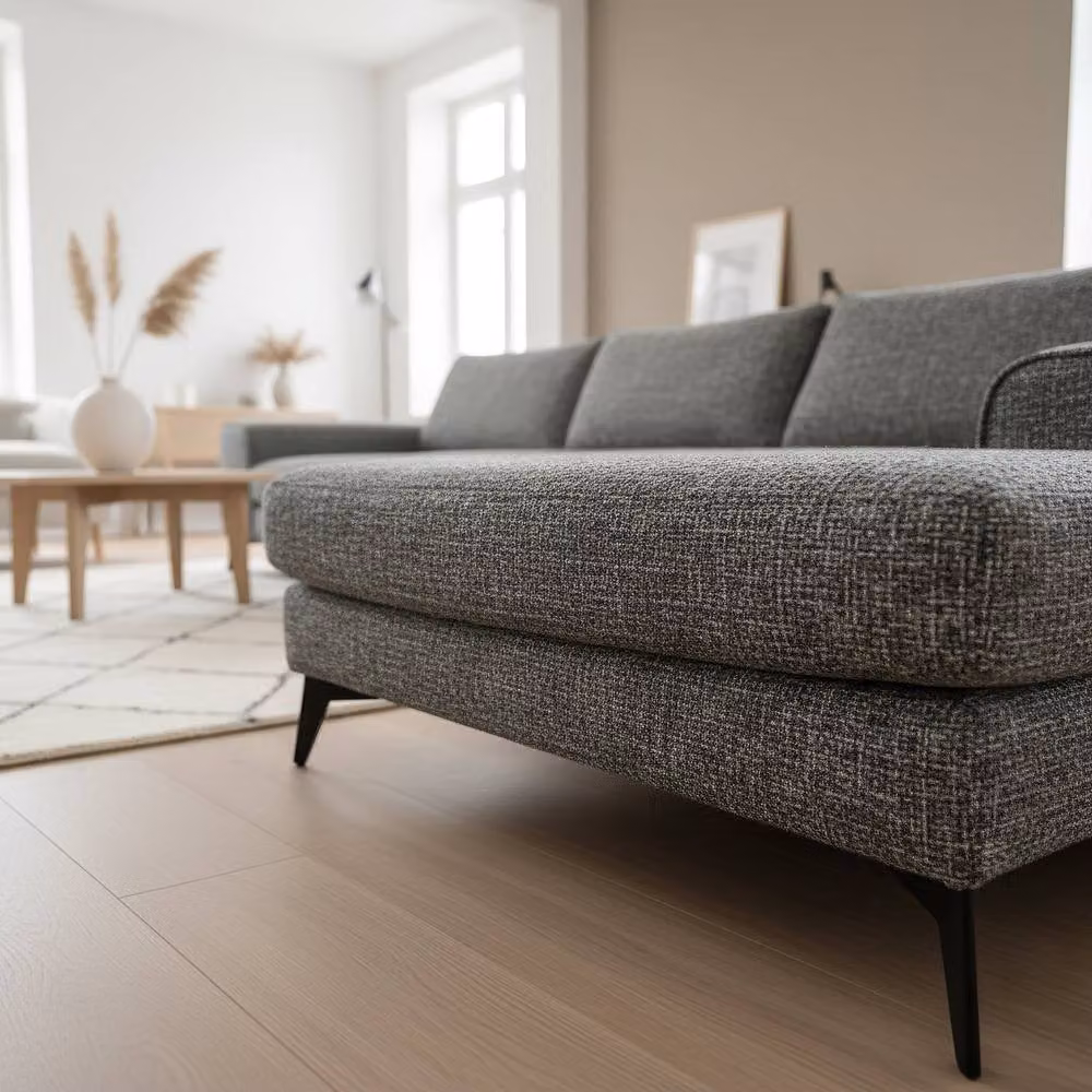 Abakus Direct Venice L-Shaped Corner Sofa in Grey Fabric, Right Hand Facing – 2