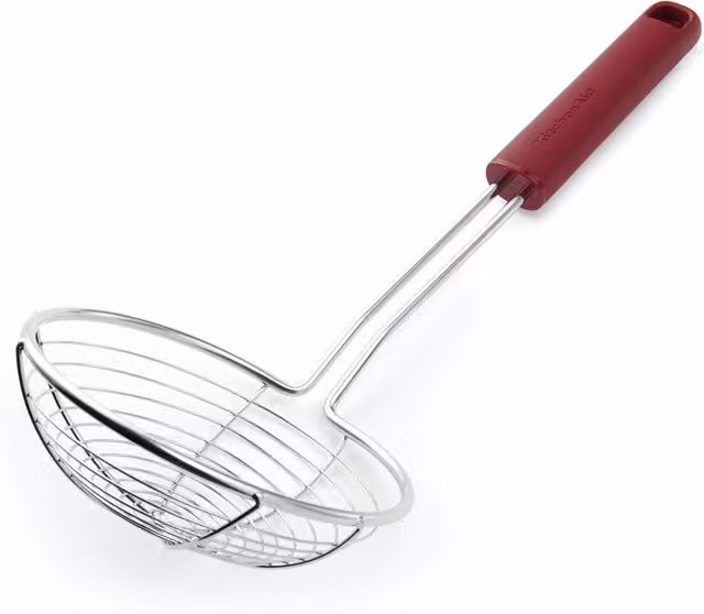 KitchenAid Round Stainless Steel Mesh Sieve with Handles in Red and White