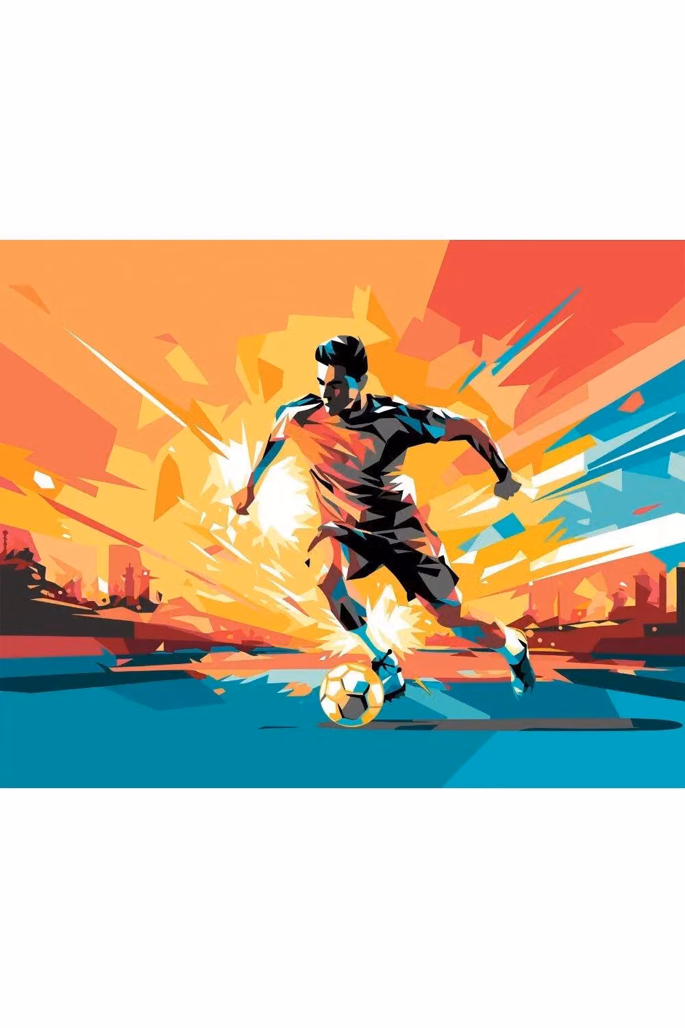 Origin Murals Football Player Abstract Landscape Wall Mural in Orange, W: 300 cm, H: 240 cm – 2