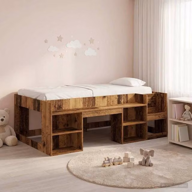 Berkfield Home Kids Bed Frame with Storage in Brown, W/D/H: 190 x 75 x 1 cm – 1