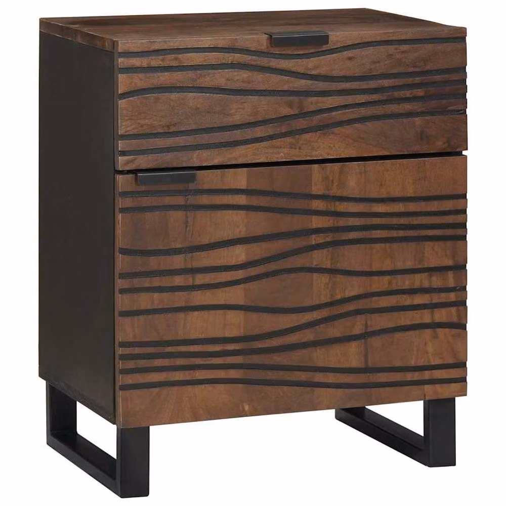 Berkfield Home Solid Wood Walnut Bedside Cabinet in Brown, W/D/H: 50 x 33 x 60 cm – 2