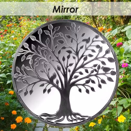 VFM e-Store Grey Tree of Life Garden Wall Mirror, W: 65 cm, H: 65 cm – 3