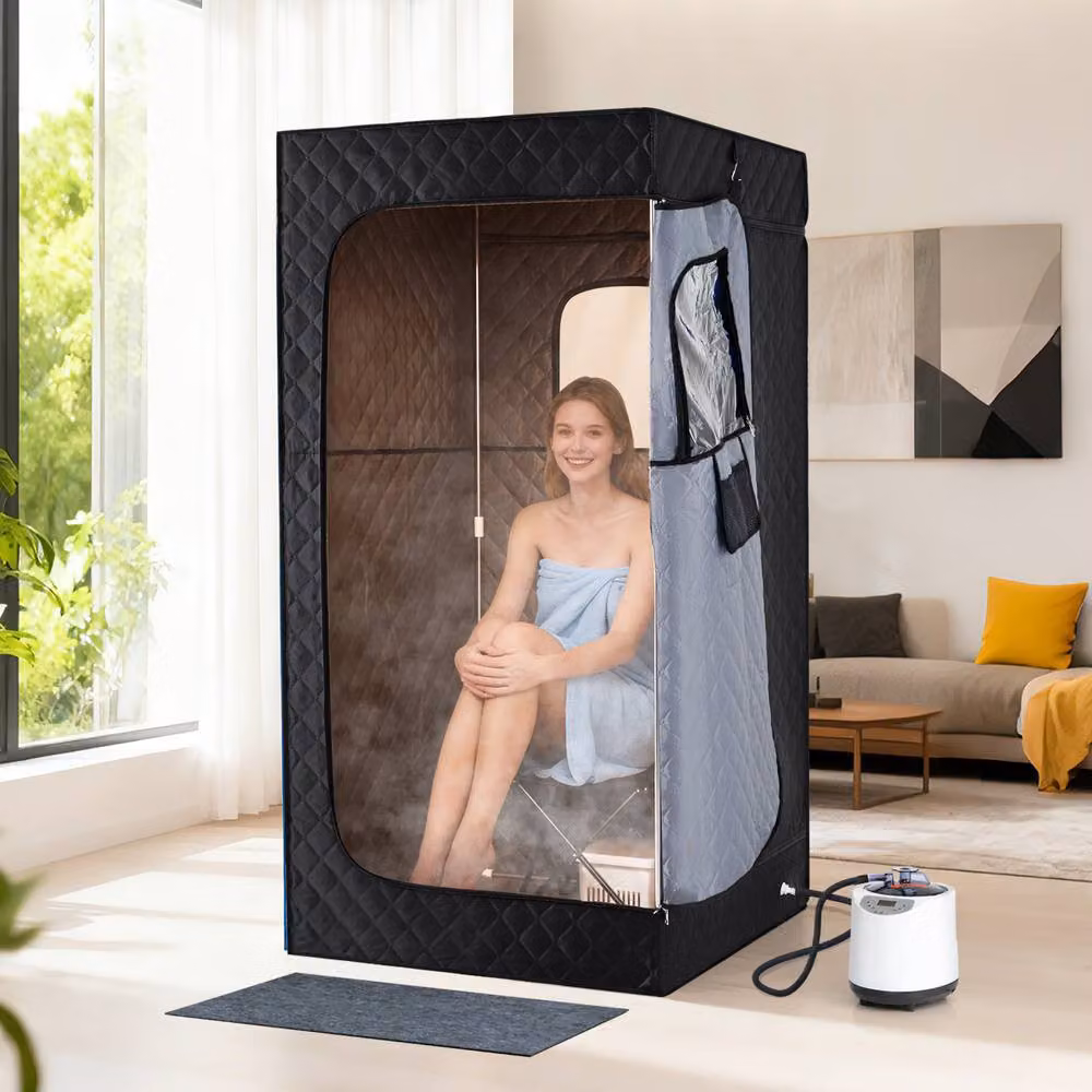 Costway Portable Extra-Large Steam Sauna Box Tent with Remote Control in Black – 9
