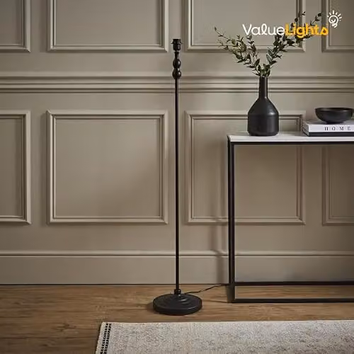ValueLights Maggie Modern Metal Candlestick Slim Floor Lamp Base in Black – 2