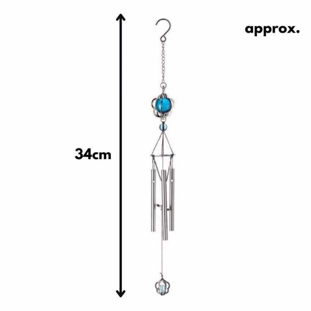 Marco Paul Silver Geometric Glass and Metal Hanging Garden Windchime – 2