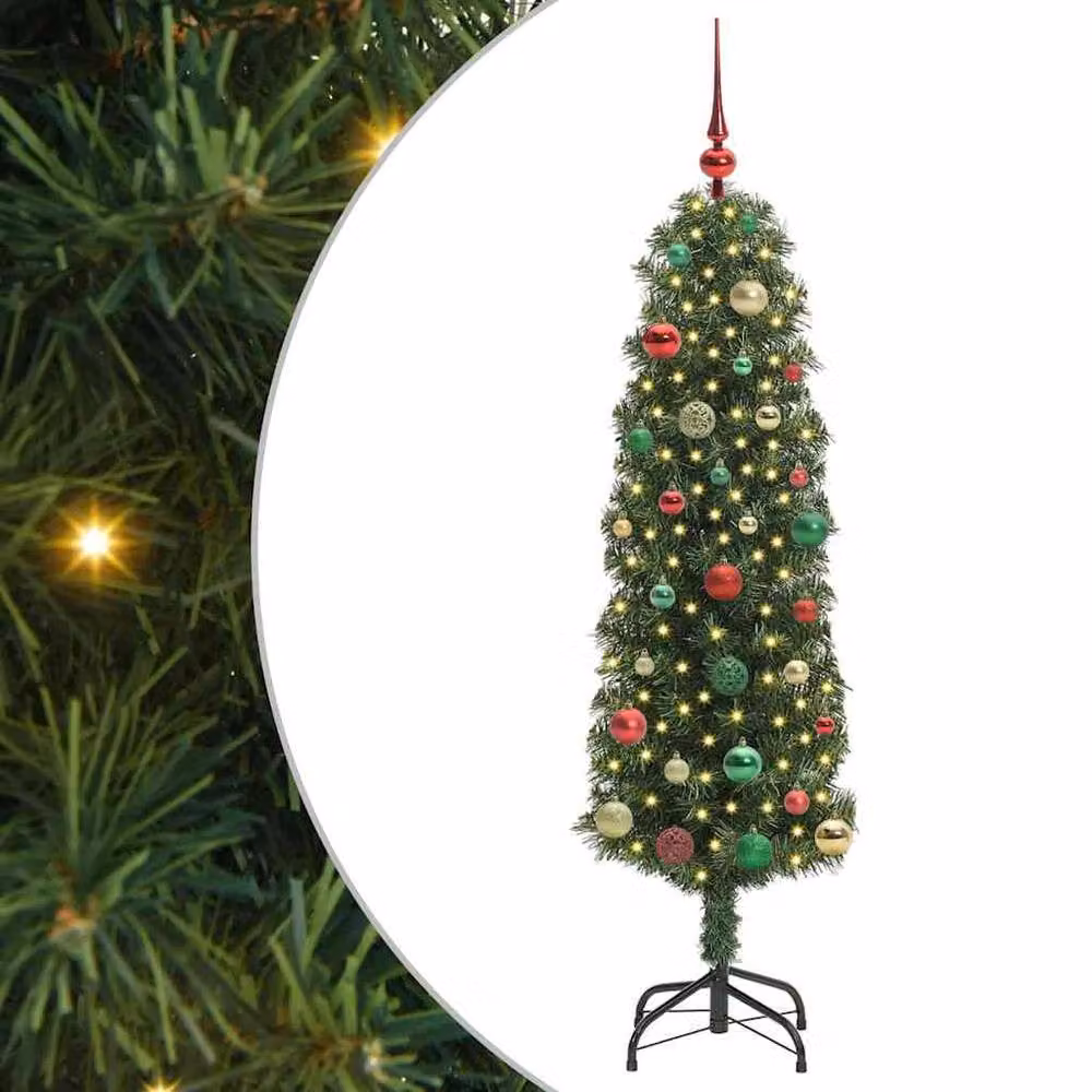 Berkfield Home Green Artificial Christmas Tree with 150 Warm White LEDs and Stand – 3