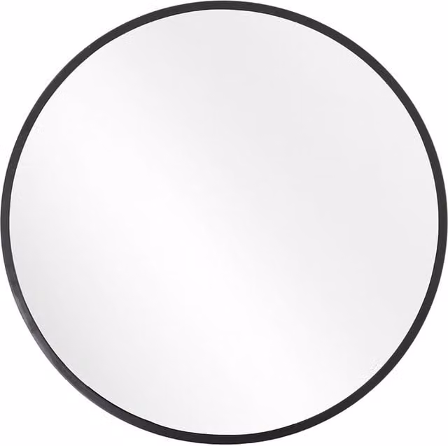 Livingandhome Modern Round Metal Frame Wall Mirror in Black