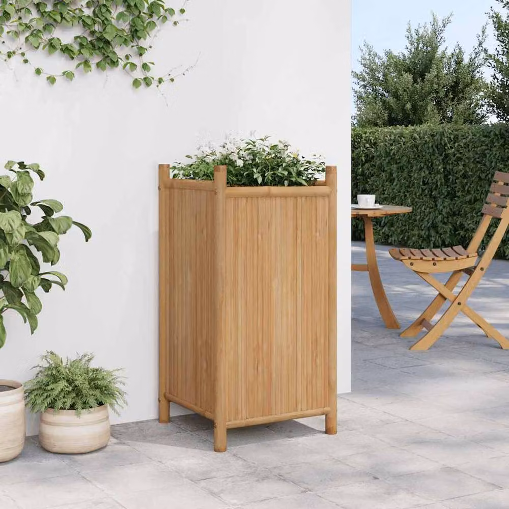 Berkfield Home Bamboo Planter Tub in Brown, W/D/H: 40 x 40 x 80 cm – 2