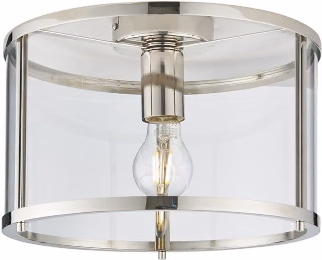 Loops Semi Flush Ceiling Light in Silver with Transparent Glass Shade