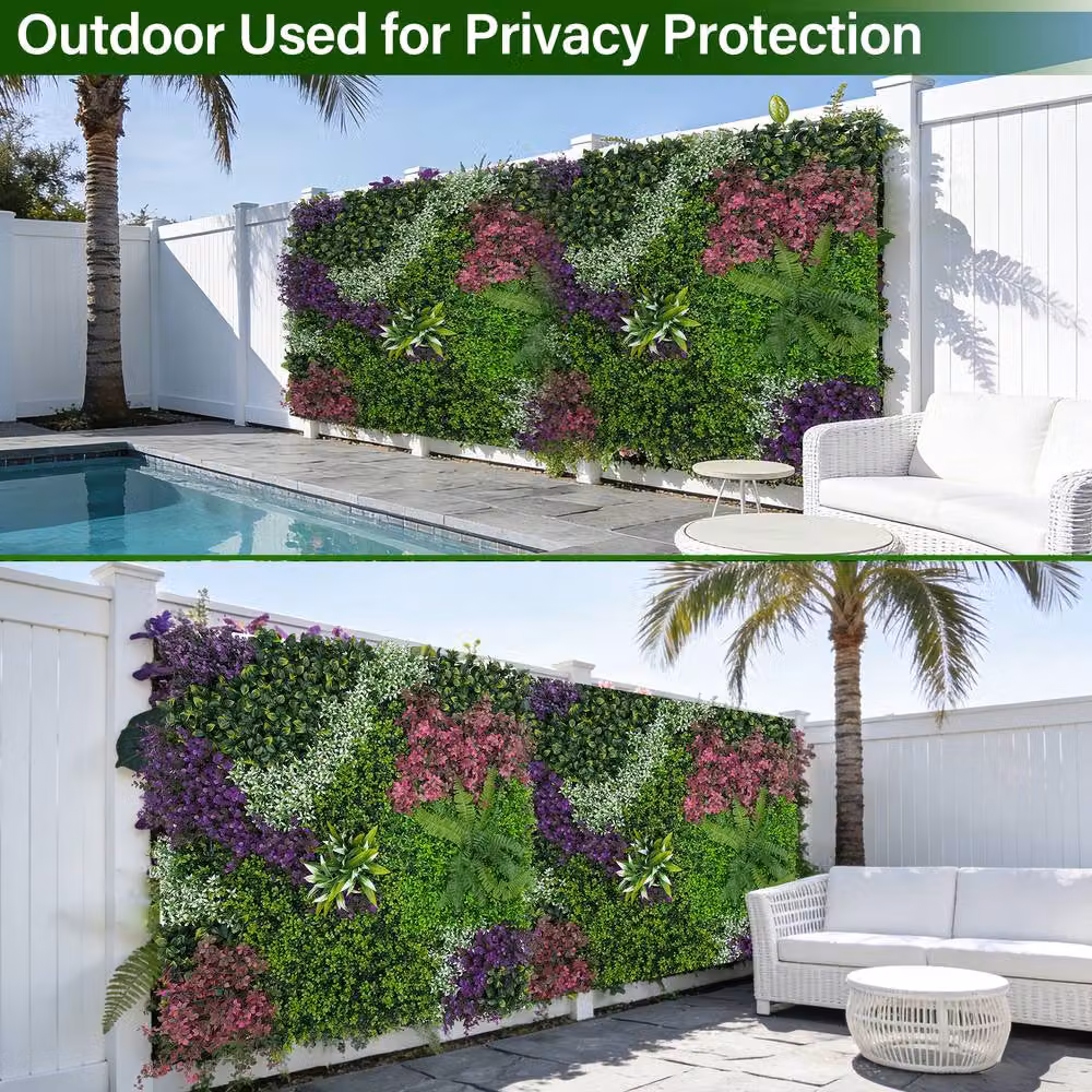 INMTFEI Artificial Hedge Panel Green Faux Wall Privacy Screen W/H: 100 x 100 cm – 3