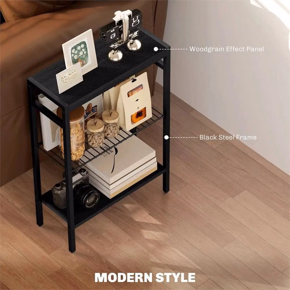 Nordara Slim Black 3-Tier Sofa Side Table for your Living Room – 3