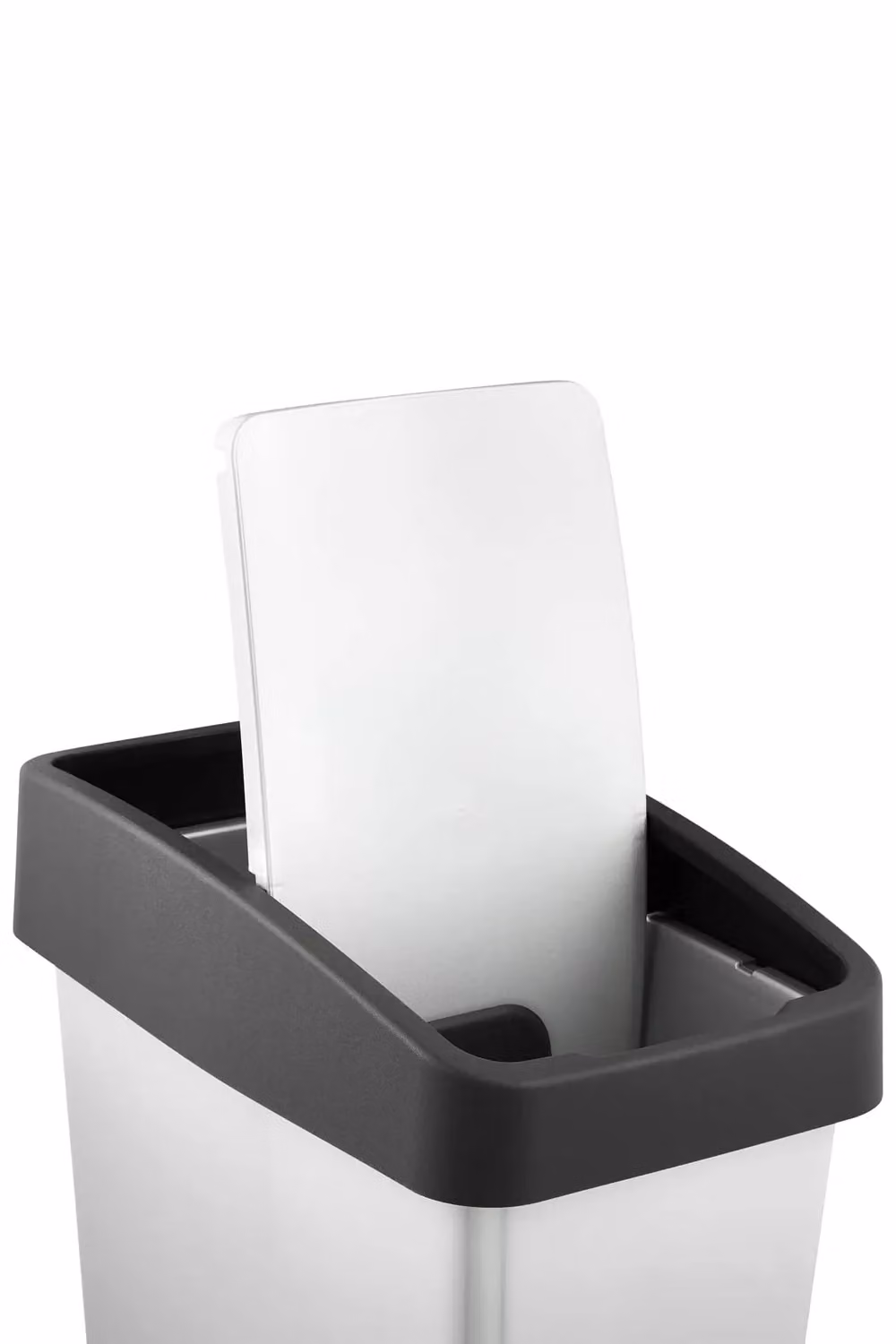 Keeeper Premium Waste Bin with Flip Lid, 25 Litre, Silver – 2