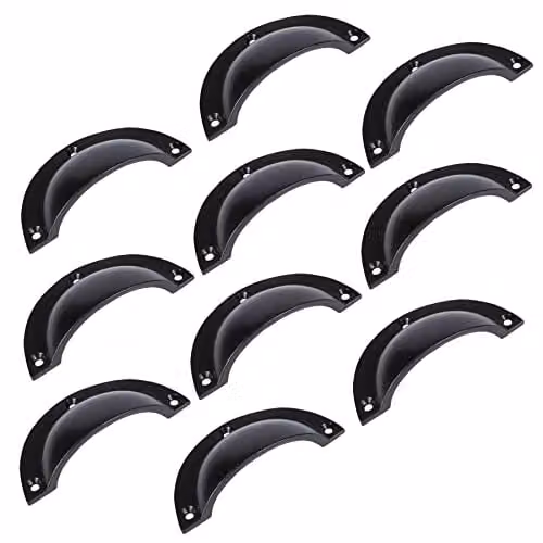 Hammer and Tongs Matt Black Iron Curved Cabinet Drawer Pulls, Pack of 10, W: 9.5 cm, H: 4.6 cm – 2