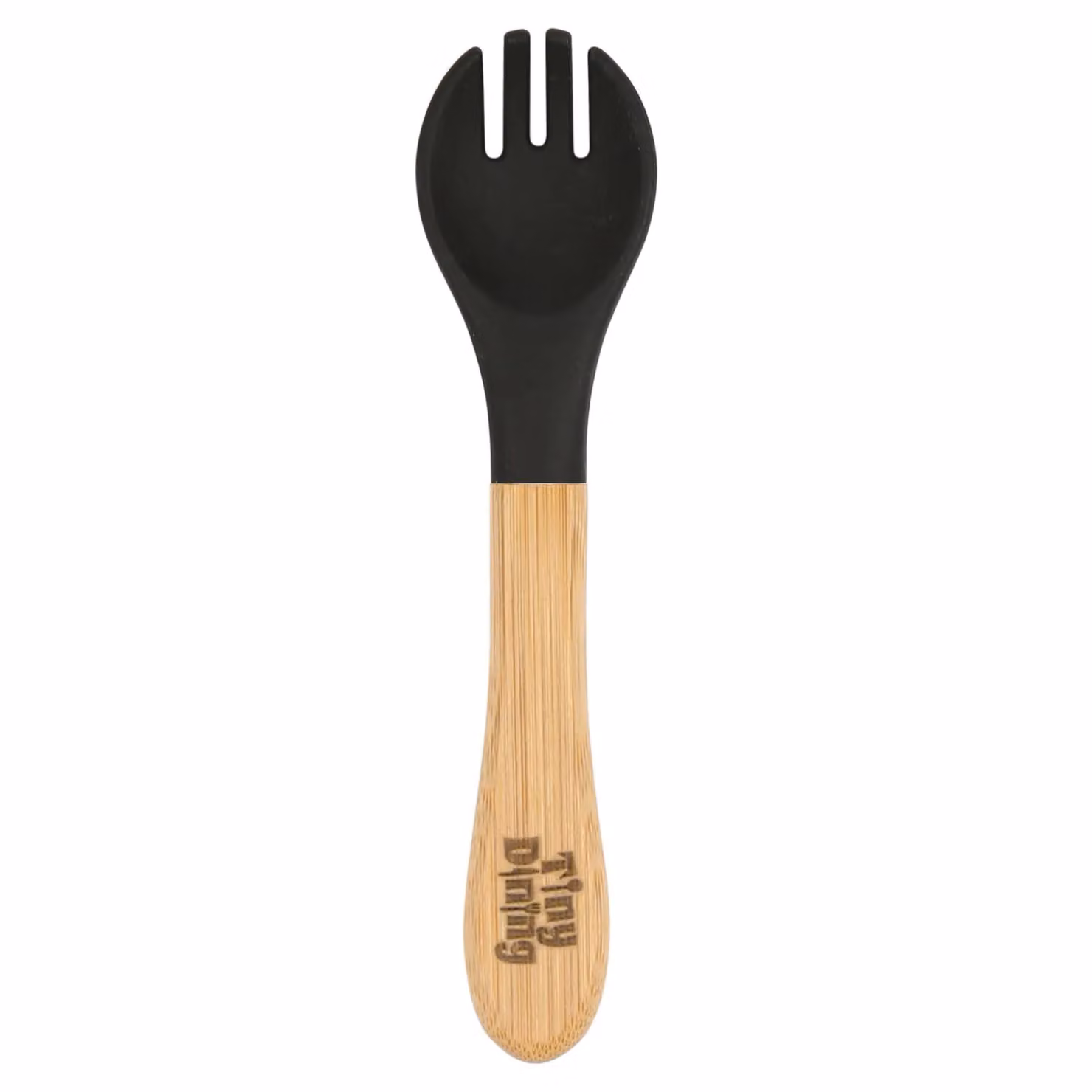 Tiny Dining Black Bamboo and Silicone Ergonomic Baby Feeding Cutlery Set with Spoon and Fork – 3