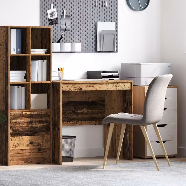 Berkfield Brown Old Wood Writing Desk, W: 80 cm, D: 50 cm, H: 76 cm