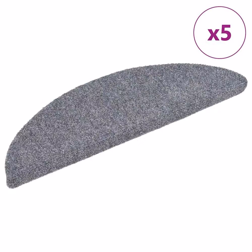 Berkfield Home Self-adhesive Non-slip Stair Mats, 5 Pieces, Light Grey, W/D/H: 56 x 17 x 3 cm – 2