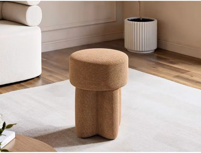 Solace+Co Astrid Fabric Pouffe in Brown