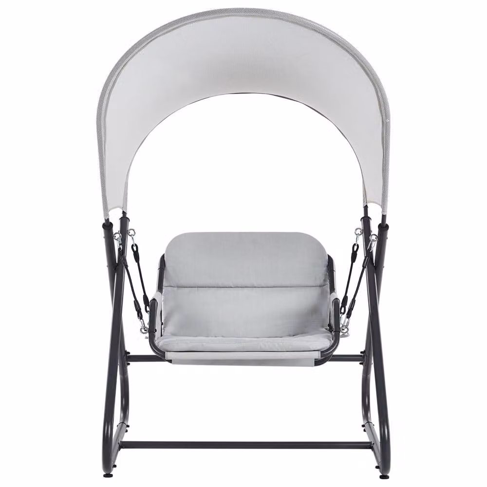 Wyld and Coco 1-Seater Patio Swing in Grey with Metal Frame – 2