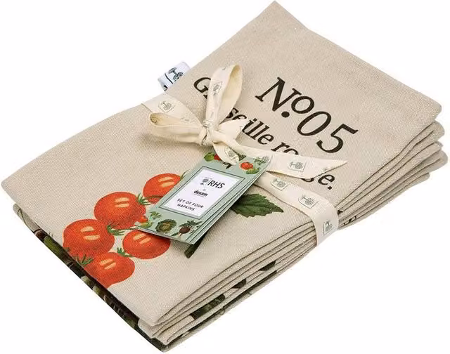 RHS Benary Vegetables Set of 4 Multicolour Cotton Napkins