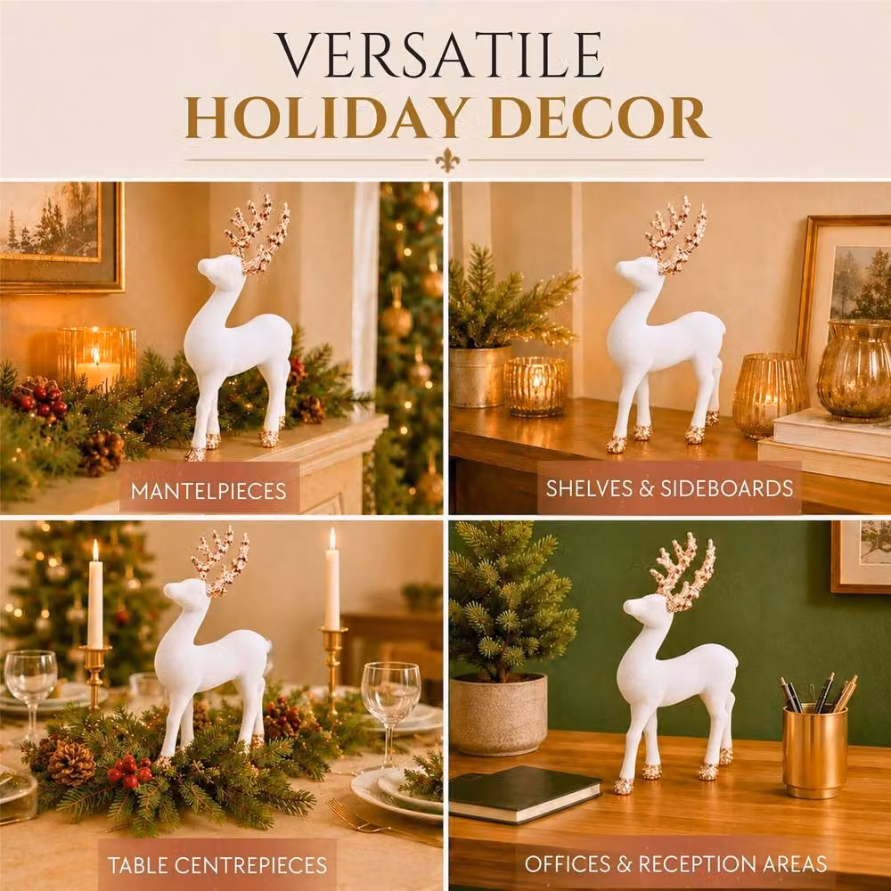 Shatchi White Christmas Reindeer Figurine, Height: 23 cm – 4