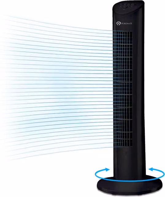 PureMate Black Oscillating Tower Fan