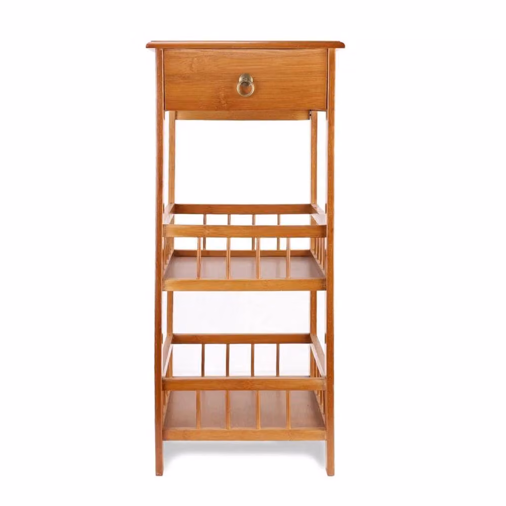 Kelvenix Brown Bamboo Plant Stand and Bedside End Table, W/D/H: 30 x 30 x 78 cm – 3