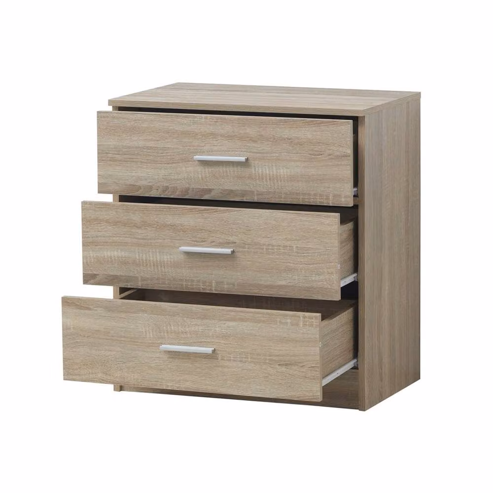 Nordara Sonoma Oak 3 Drawer Chest of Drawers Bedside Cabinet in Light Oak, W: 60 cm, D: 40 cm, H: 69 cm – 2
