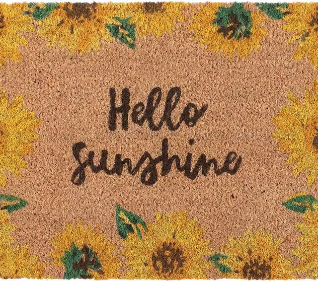 Something Different Hello Sunshine Sunflower Floral Door Mat, Yellow and Brown, W: 60.0 cm, D: 40.0 cm, H: 1.0 cm