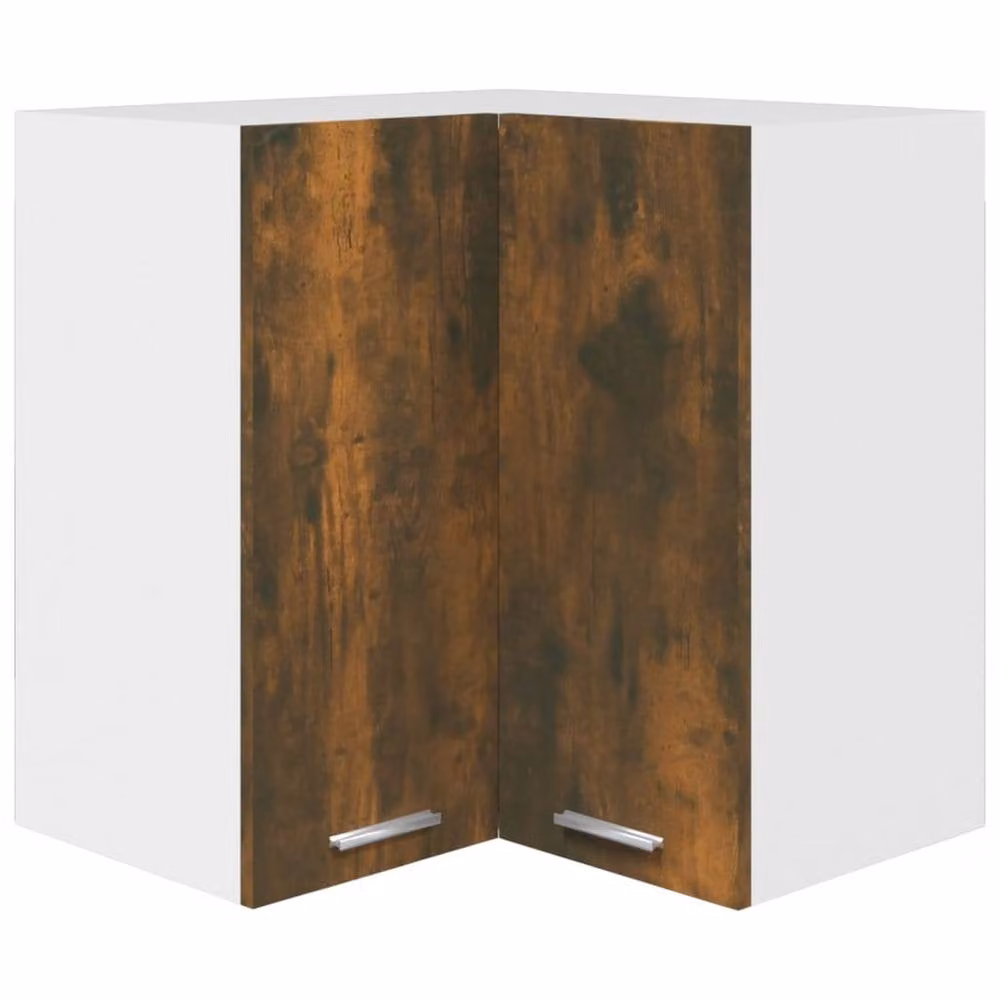 Berkfield Home Hanging Corner Cabinet in Smoked Oak Brown, W/D/H: 57 x 57 x 60 cm – 2