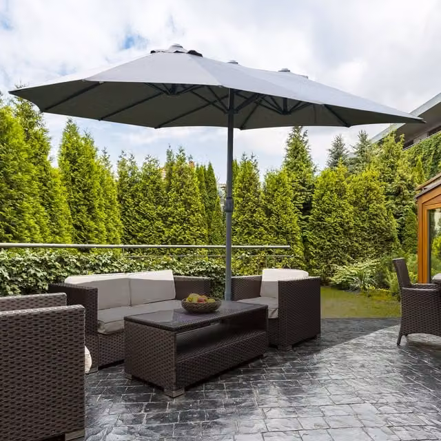 Outsunny Grey Garden Umbrella Canopy with Metal Frame, Diameter: 460 cm