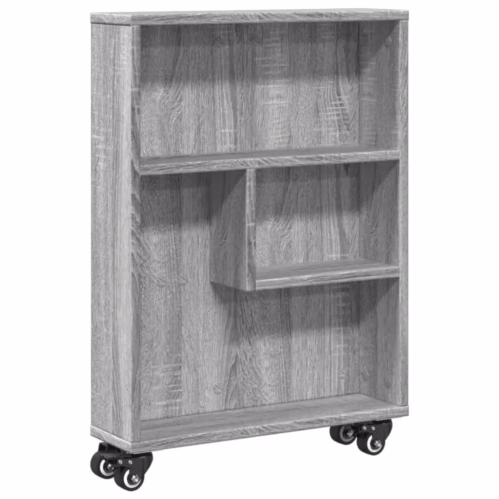 Berkfield Home Narrow Storage Trolley in Grey Sonoma, W: 48 cm, D: 13 cm, H: 68 cm – 2