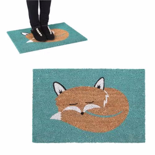 Orsina Fox Coir Doormat, Multicolour and Petrol, W: 60 cm, D: 40 cm, H: 2 cm – 2