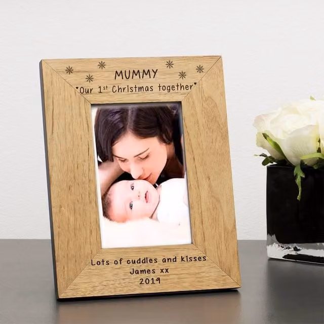 Uniqueful Personalised Our 1st Christmas Together Wood Picture Frame, Brown, W/H: 10 x 15 cm