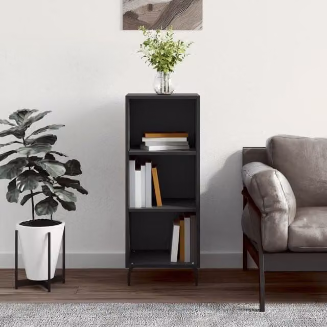 Berkfield Home Classic Black Sideboard in MDF, W/D/H: 34.5 x 32.5 x 90 cm