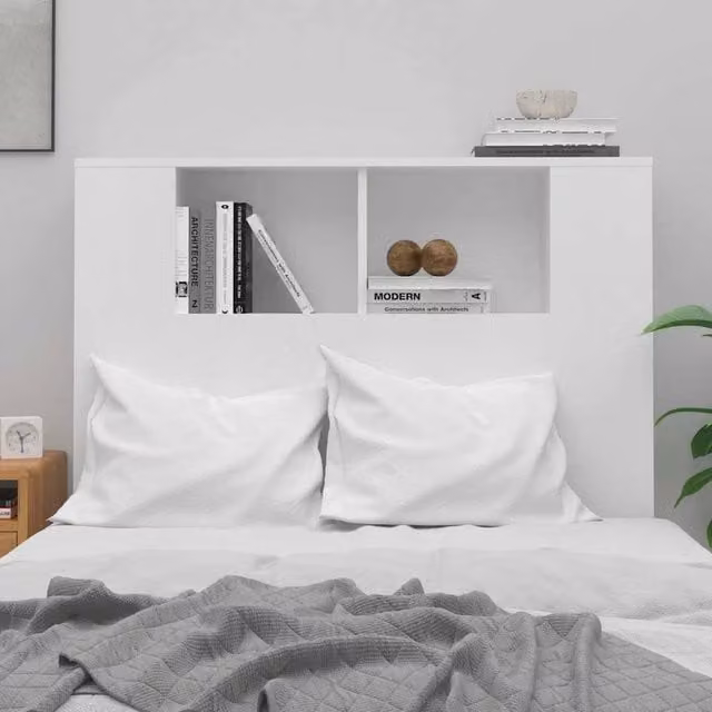 Berkfield Home White Headboard Cabinet with Integrated Shelf, W: 100 cm, D: 18.5 cm, H: 104.5 cm – 1